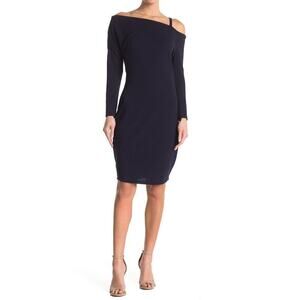 NWT MAX & ASH Single Strap Long Sleeve Midi Dress In Open Blue Medium